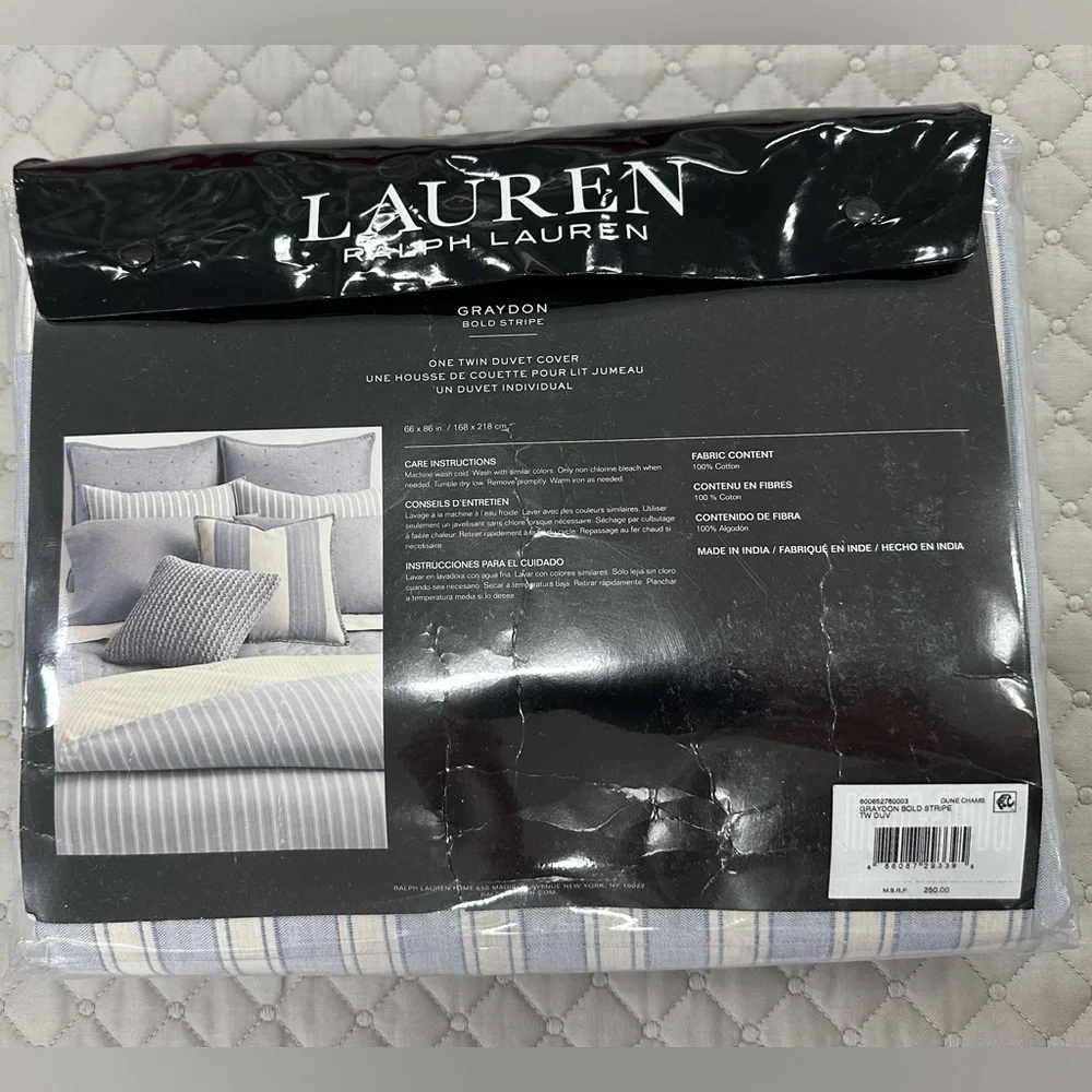 NWT Lauren Ralph Lauren Graydon Bold Stripe Duvet Cover